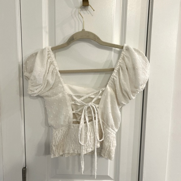 Sim & Sam White Polka Dot Crop Top - Picture 2 of 4